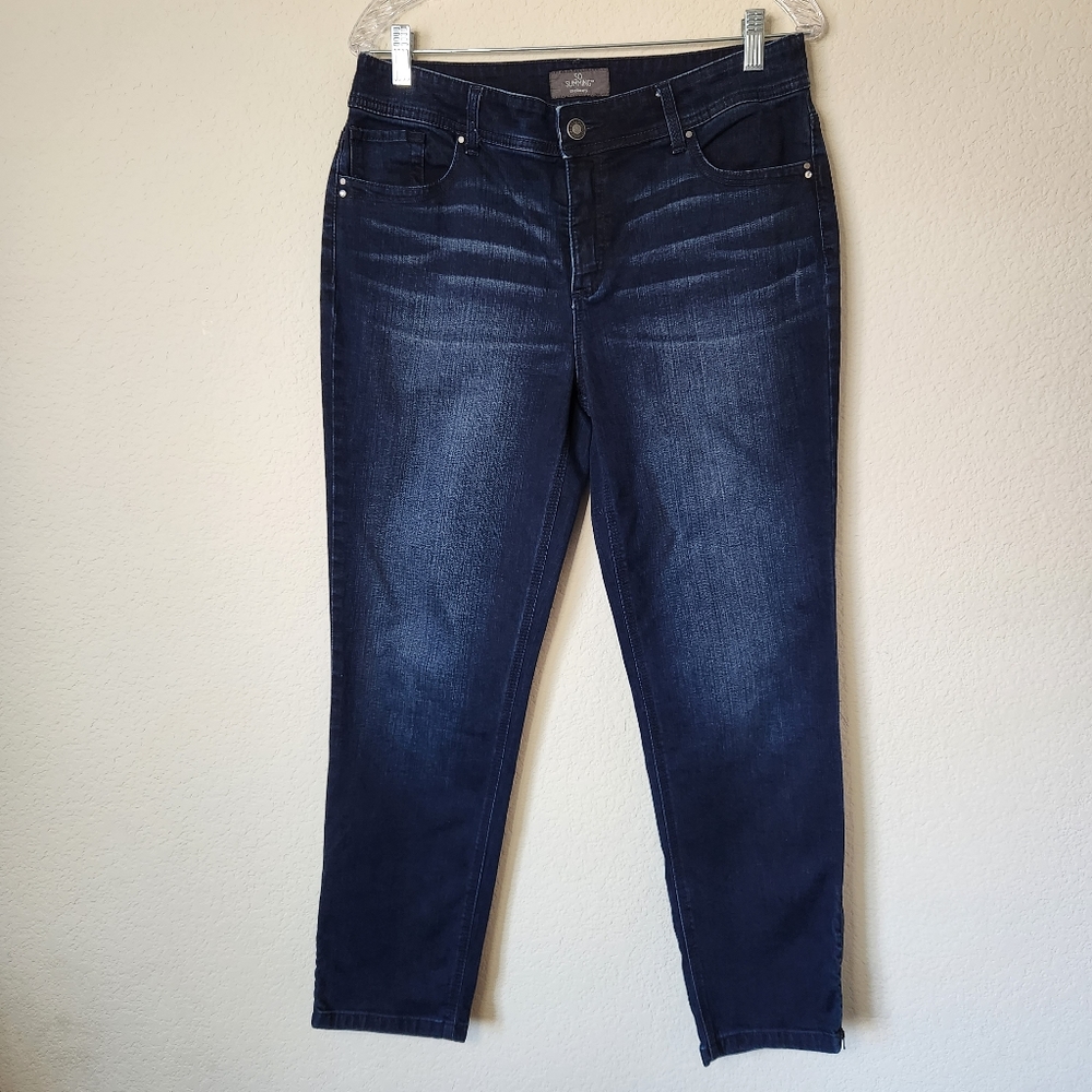 Chico's Dark Wash So Slimming Rhinestone Denim Jeans Size 1